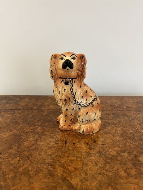 Antique Victorian Staffordshire Spaniel Seated Dog