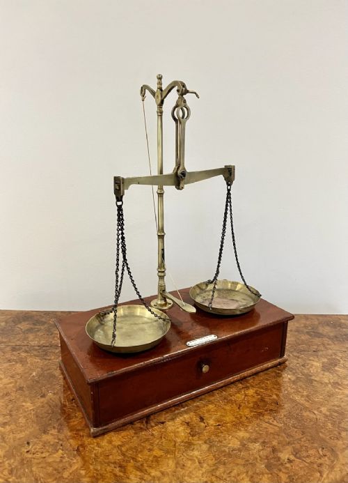 Quality Pair of Antique Victorian Brass Scales and Weights