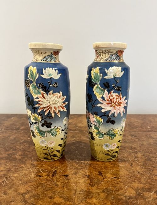 Large Pair of Antique Japanese Satsuma Vases