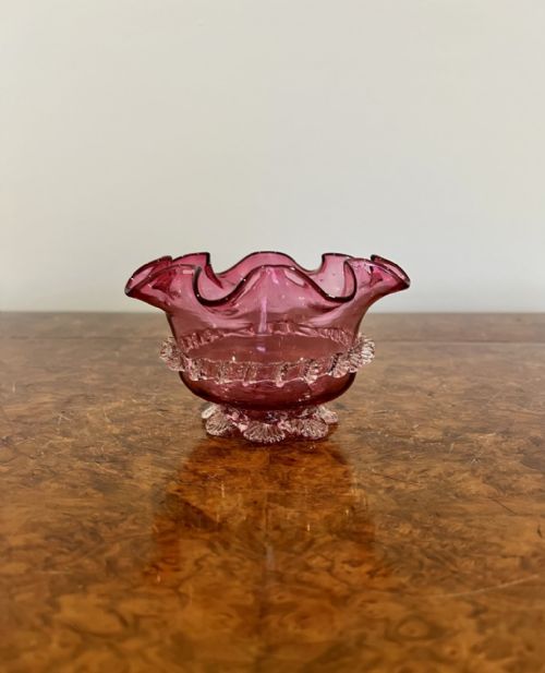 Antique Victorian Quality Cranberry Glass Bowl