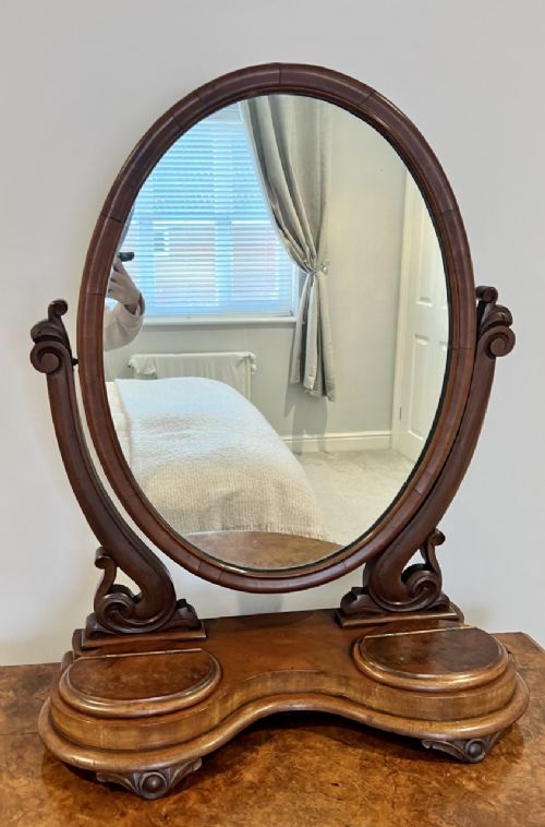Large Antique Victorian Quality Walnut Dressing Mirror