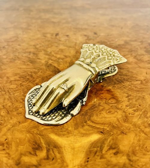 Unusual Antique Victorian Quality Brass Desk Paper Holder