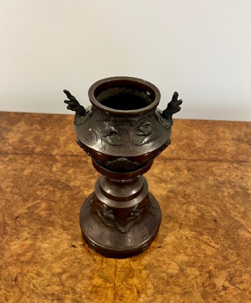 QUALITY PAIR OF ANTIQUE VICTORIAN BRONZE JAPANESE VASES - ADDITIONAL PHOTO 1