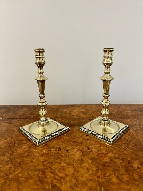 Pair of Antique George III Quality Brass Candlesticks