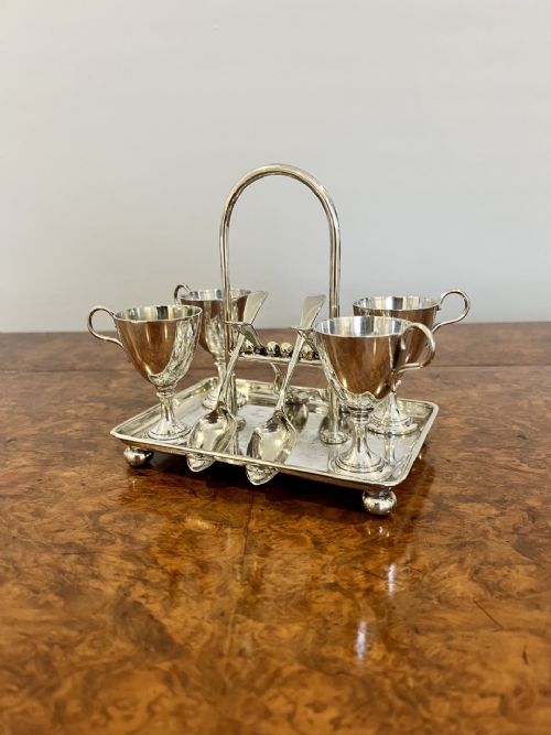 Lovely Antique Edwardian Quality Silver Plated Egg Cruet Set