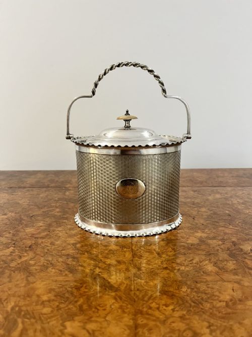 Antique Victorian Quality Silver Plated Biscuit Barrel