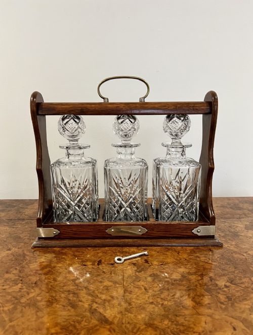 Lovely Antique Quality Oak Tantalus