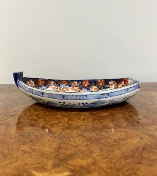 UNUSUAL ANTIQUE JAPANESE QUALITY IMARI BOAT SHAPED DISH - ADDITIONAL PHOTO 3