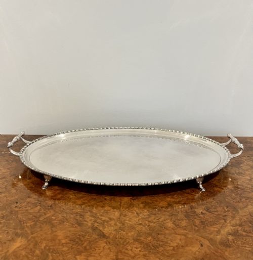 Quality Antique Edwardian Silver Plated Oval Tea Tray