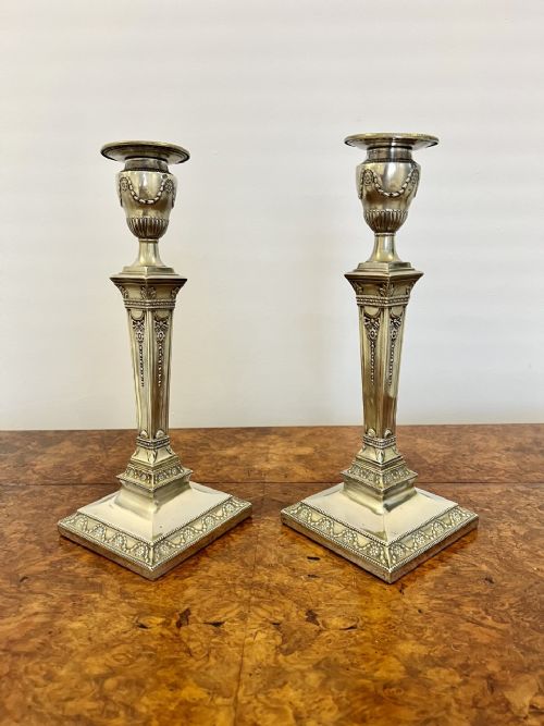 Quality Pair of Antique Victorian Silver Plated Ornate Candlesticks