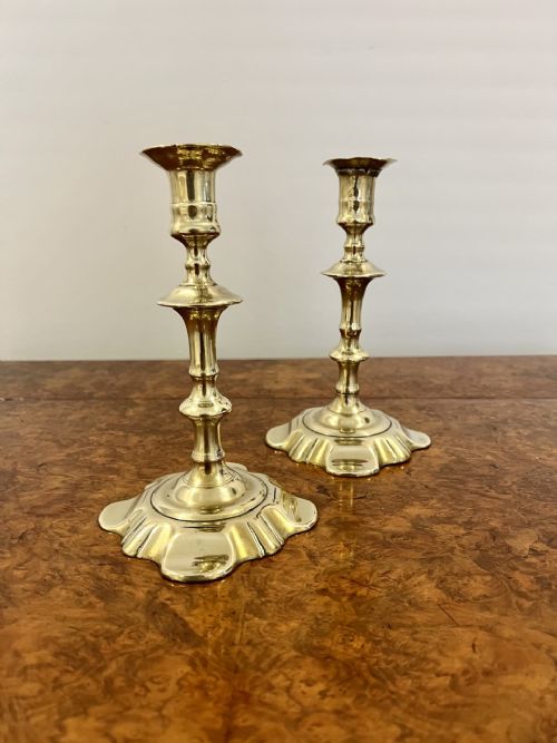 Stunning Pair of Antique Queen Ann Quality Brass Candlesticks