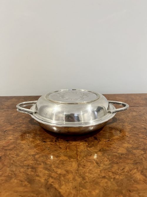 Antique Edwardian Silver Plated Circular Entree Dish