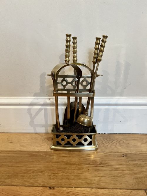 Lovely Antique Edwardian Brass Companion Set and Stand