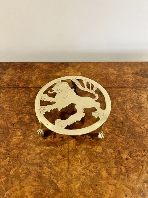 Antique Edwardian Brass Circular Trivet