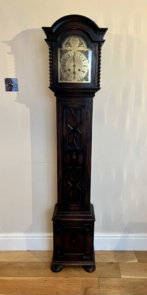 Antique Quality Brass Arched Dial Grandmother Clock