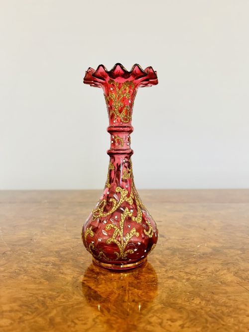 Quality Antique Ruby Bohemian Glass Vase