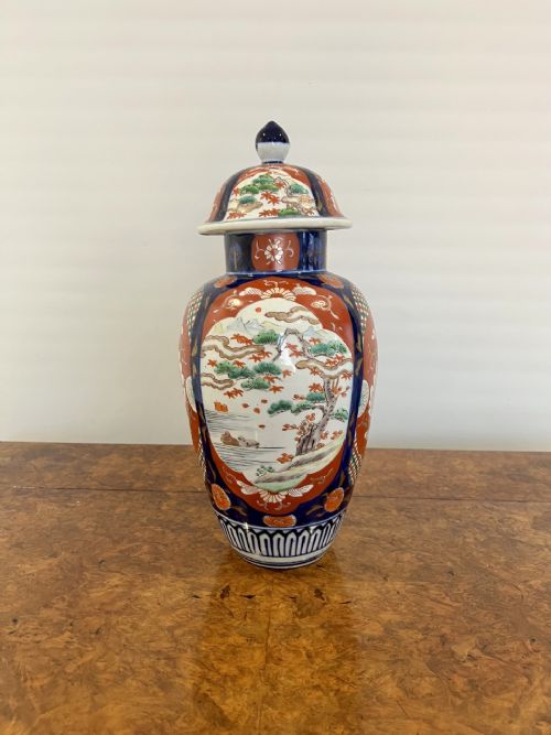 Antique Japanese Imari Quality Vase and Lid