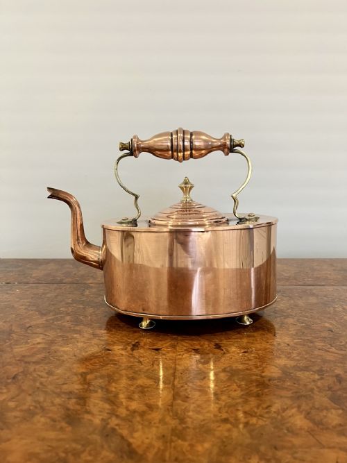 Fantastic Antique Victorian Unusual Oval Shaped Copper Kettle