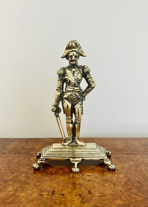 Unusual Antique Victorian Quality Brass Door Stop in the Form of Lord Nelson