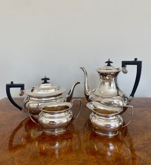 Antique Edwardian Quality Silver Plated Four Piece Tea Set