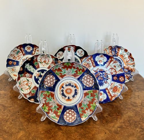 Lovely Collection of Six Antique Japanese Imari Plates
