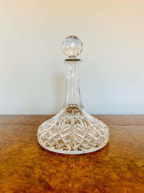 Antique Edwardian Quality Cut Glass Ships Decanter