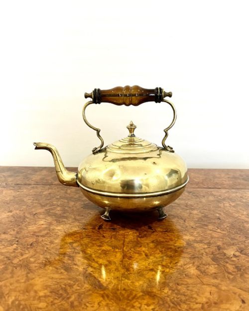 UNUSUAL QUALITY ROUND ANTIQUE VICTORIAN BRASS KETTLE - ADDITIONAL PHOTO 3