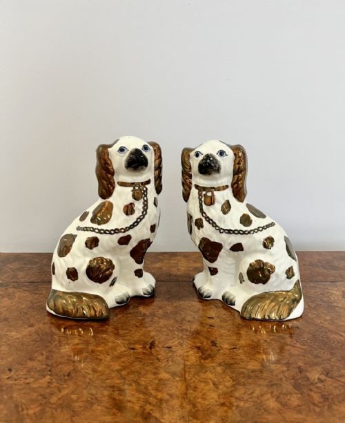 Stunning Pair of Antique Victorian Staffordshire Dogs