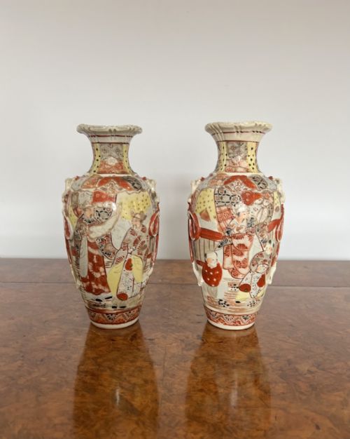 Quality Pair of Large Antique Satsuma Vases