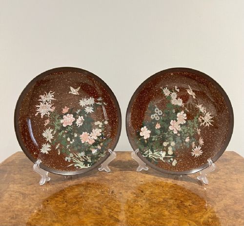 Fine Pair of Antique Japanese Cloisonné Plates