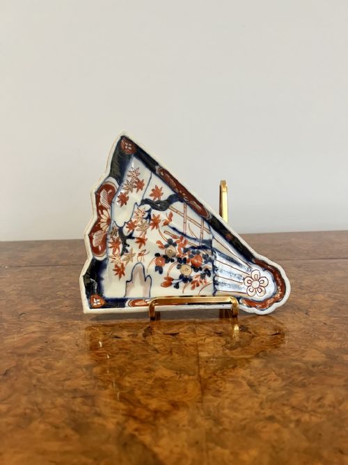 Unusual Antique Japanese Imari Fan Shaped Plate
