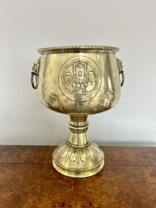 Superb Quality Antique Victorian Brass Champagne Bucket on a Stand