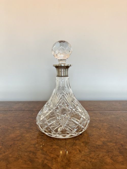 Quality Antique Edwardian Silver Collar Decanter