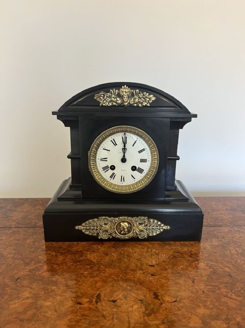 Quality Antique Victorian Marble and Brass Eight Day Striking Mantle Clock