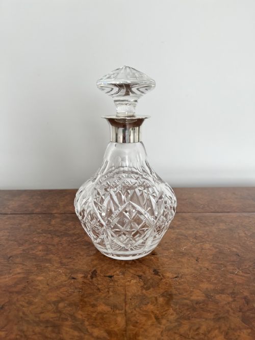 Quality Antique Edwardian Silver Collar Shaped Decanter