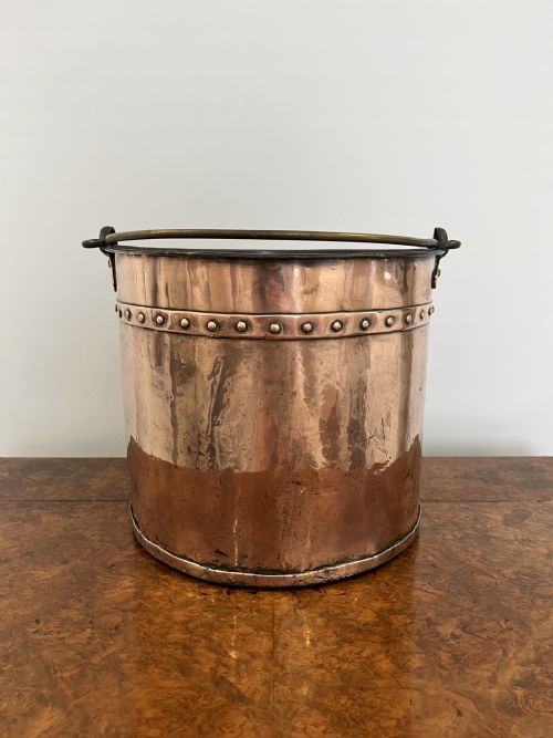 Quality Antique Victorian Copper Coal Bucket