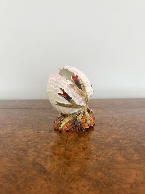 QUALITY ANTIQUE VICTORIAN PORCELAIN CLAM VASE - ADDITIONAL PHOTO 1