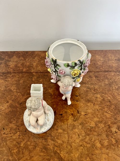 ANTIQUE VICTORIAN QUALITY CONTINENTAL PORCELAIN LIDDED VASE - ADDITIONAL PHOTO 1