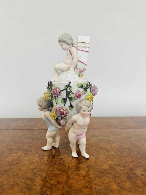 ANTIQUE VICTORIAN QUALITY CONTINENTAL PORCELAIN LIDDED VASE - ADDITIONAL PHOTO 2