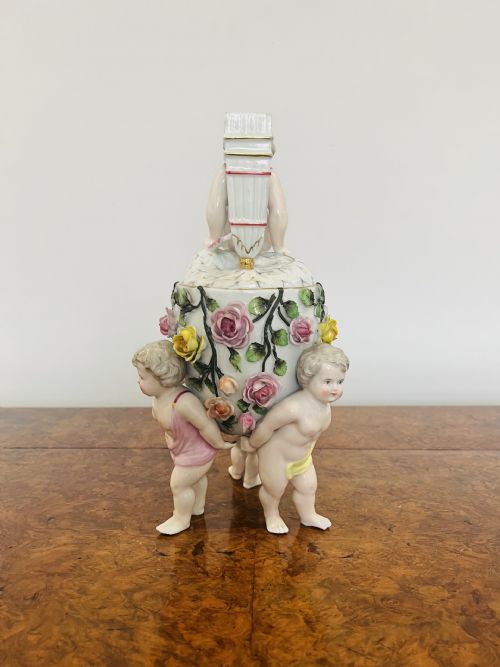 ANTIQUE VICTORIAN QUALITY CONTINENTAL PORCELAIN LIDDED VASE - ADDITIONAL PHOTO 3
