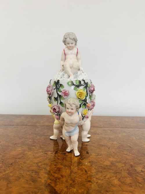 ANTIQUE VICTORIAN QUALITY CONTINENTAL PORCELAIN LIDDED VASE - ADDITIONAL PHOTO 5