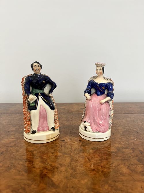 Lovely Pair of Antique Victorian Staffordshire 'Royal' Figures