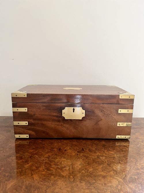 Lovely Antique Victorian Burr Walnut and Brass Writing Box