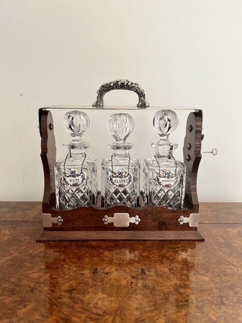 Quality Antique Edwardian Mahogany Tantalus