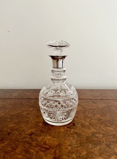 Quality Antique Edwardian Silver Collar Decanter