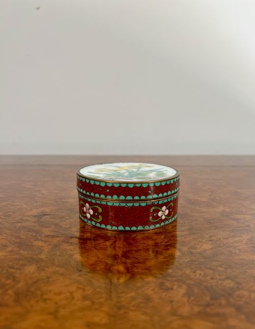 Antique Edwardian Quality Chinese Cloisonné Circular Trinket Box
