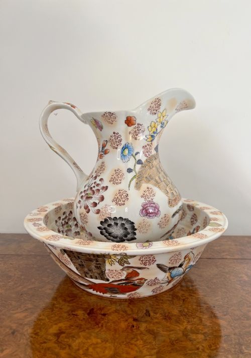 LOVELY ANTIQUE EDWARDIAN JUG AND BOWL SET - ADDITIONAL PHOTO 4