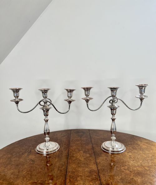 Stunning Pair of Quality Antique Edwardian Silver Plated Candelabras