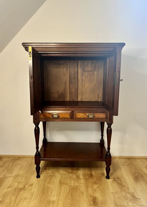 ANTIQUE VICTORIAN QUALITY MAHOGANY AND SATINWOOD SIDE CABINET - ADDITIONAL PHOTO 1