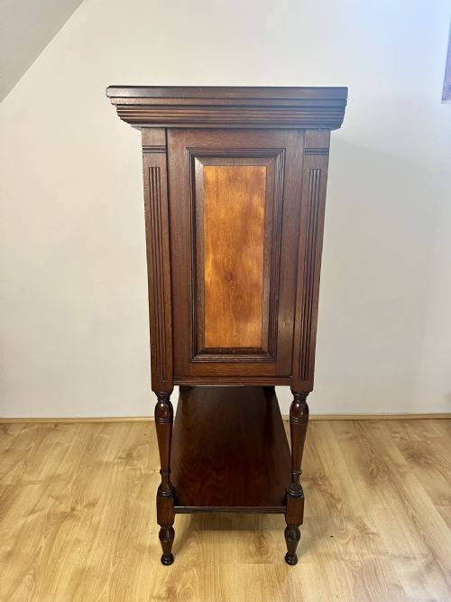 ANTIQUE VICTORIAN QUALITY MAHOGANY AND SATINWOOD SIDE CABINET - ADDITIONAL PHOTO 7